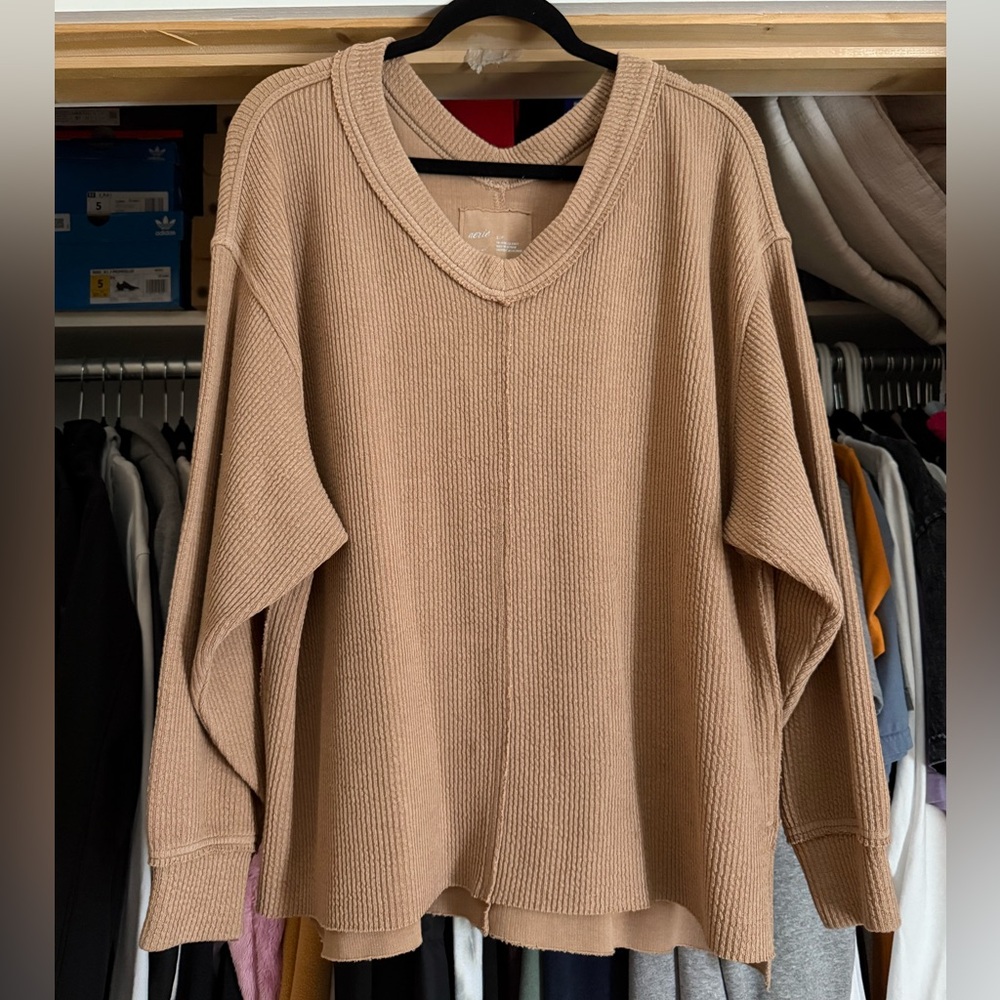 Aerie Wonder Textured V-Neck Sweatshirt
